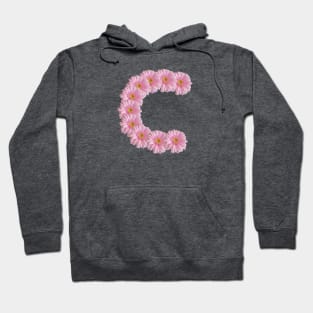 Letter C Pink Gerbera Daisy Typography Hoodie